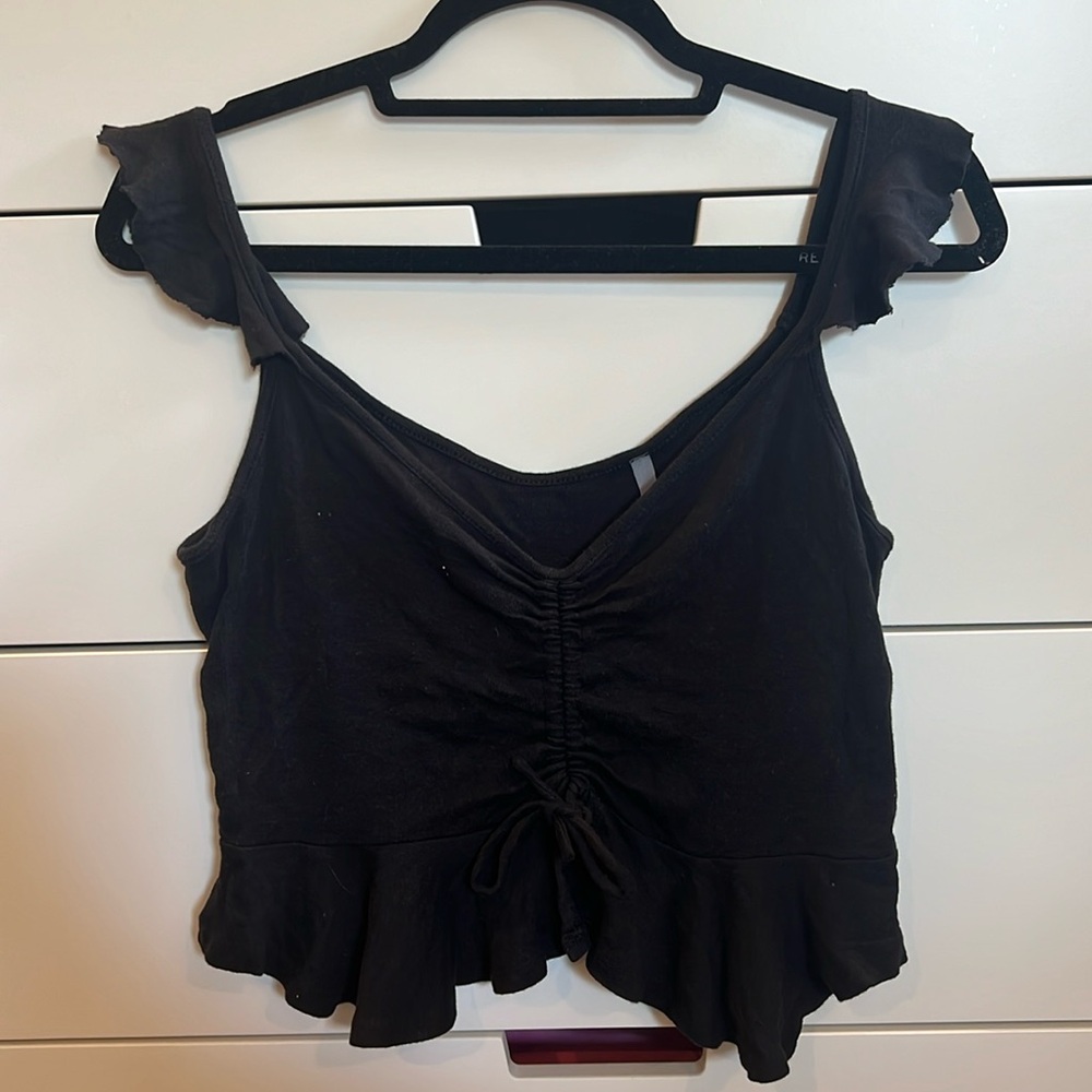 Jolie black ruffle crop top